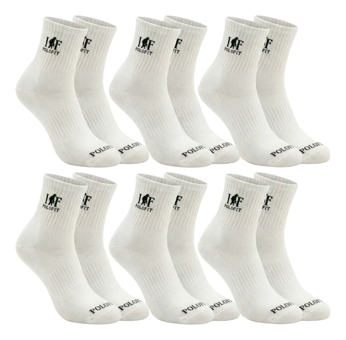 Kit 6 Pares Meia Cano Médio Alto Unissex Algodão Polo Fit