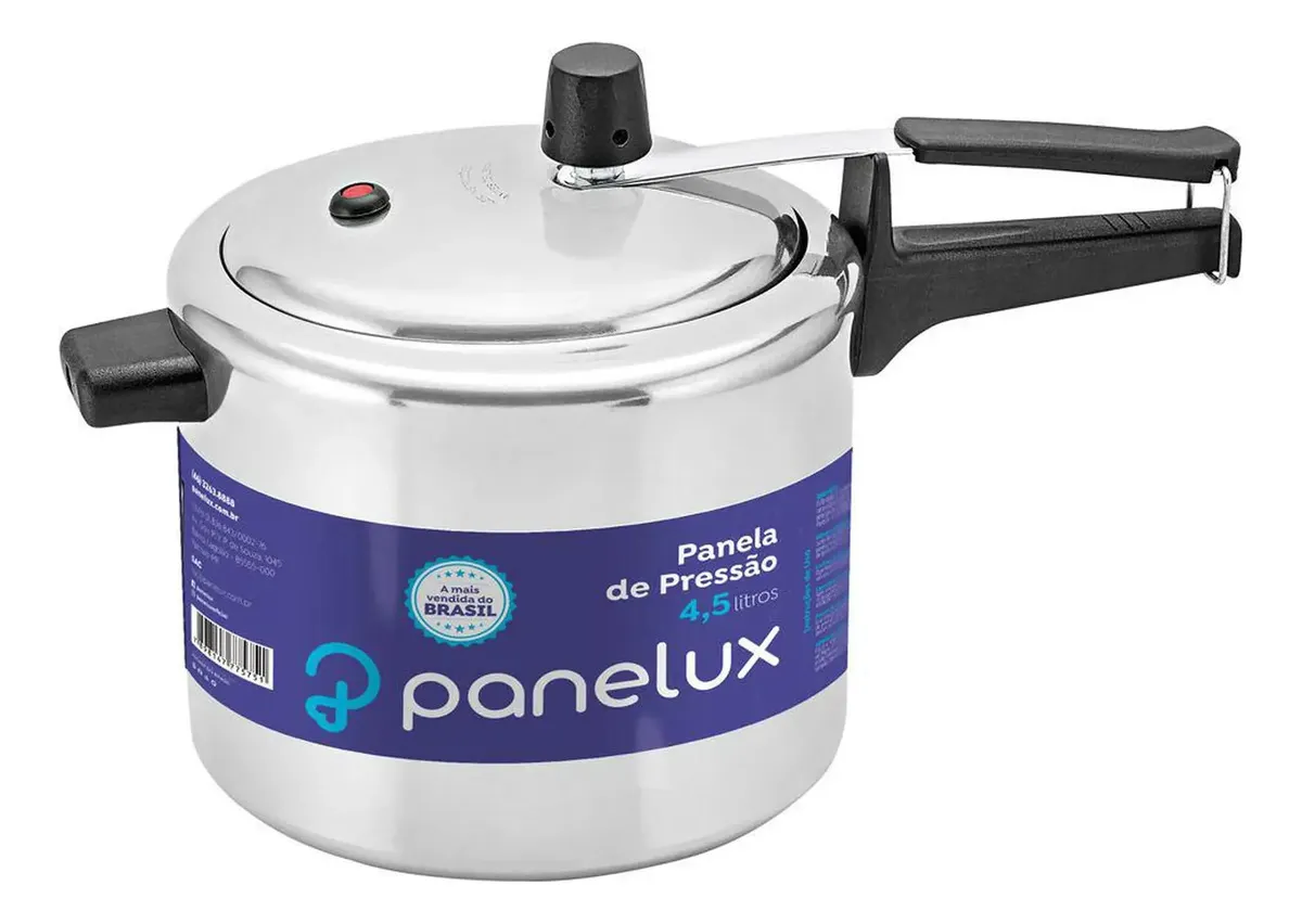 Panela De Pressão 4,5 Litros Alumínio Polido Panelux Classic Cor Cinza
