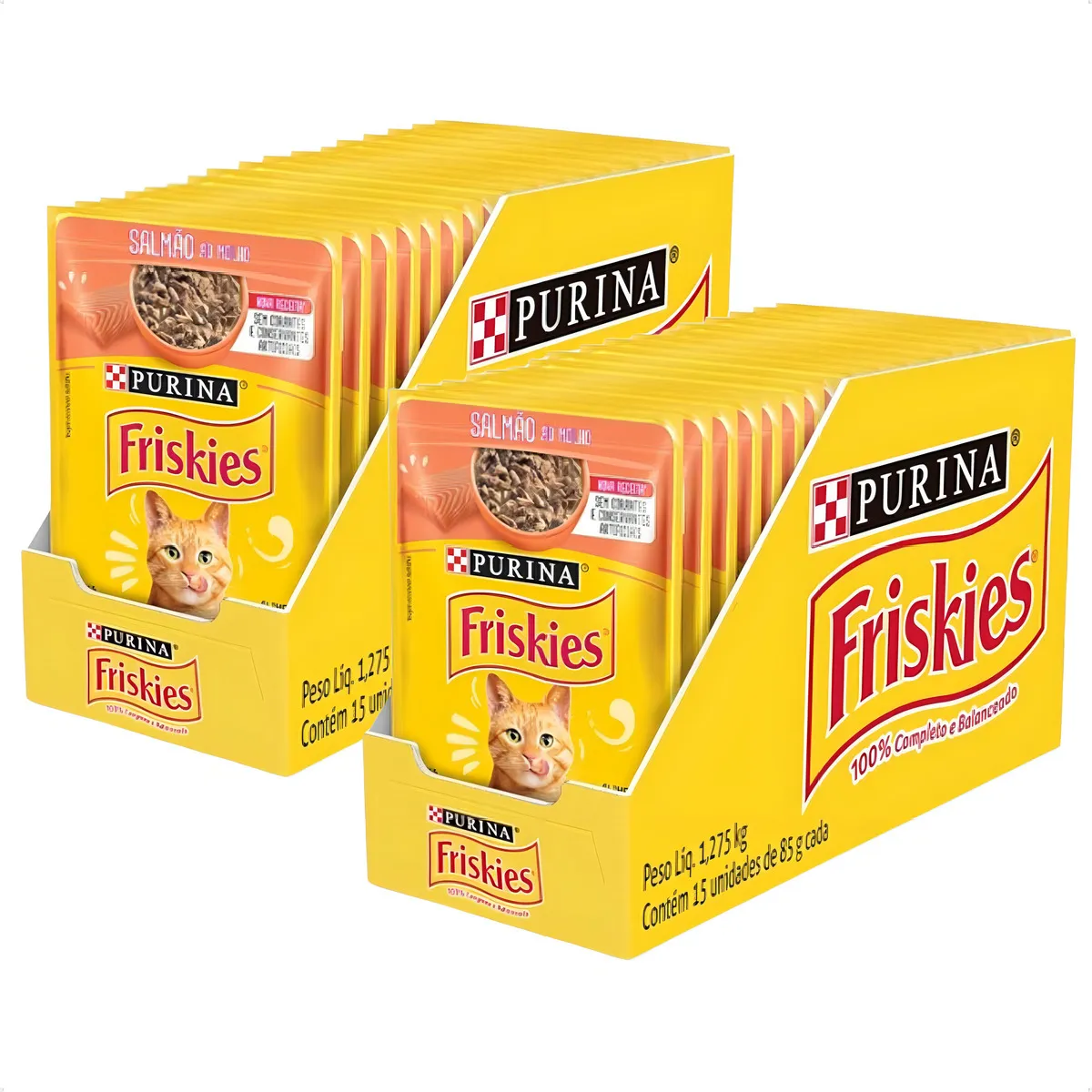 Kit 30 Friskies Sachê Ração Umida Sabor Salmão Gatos 85g 2 Cx