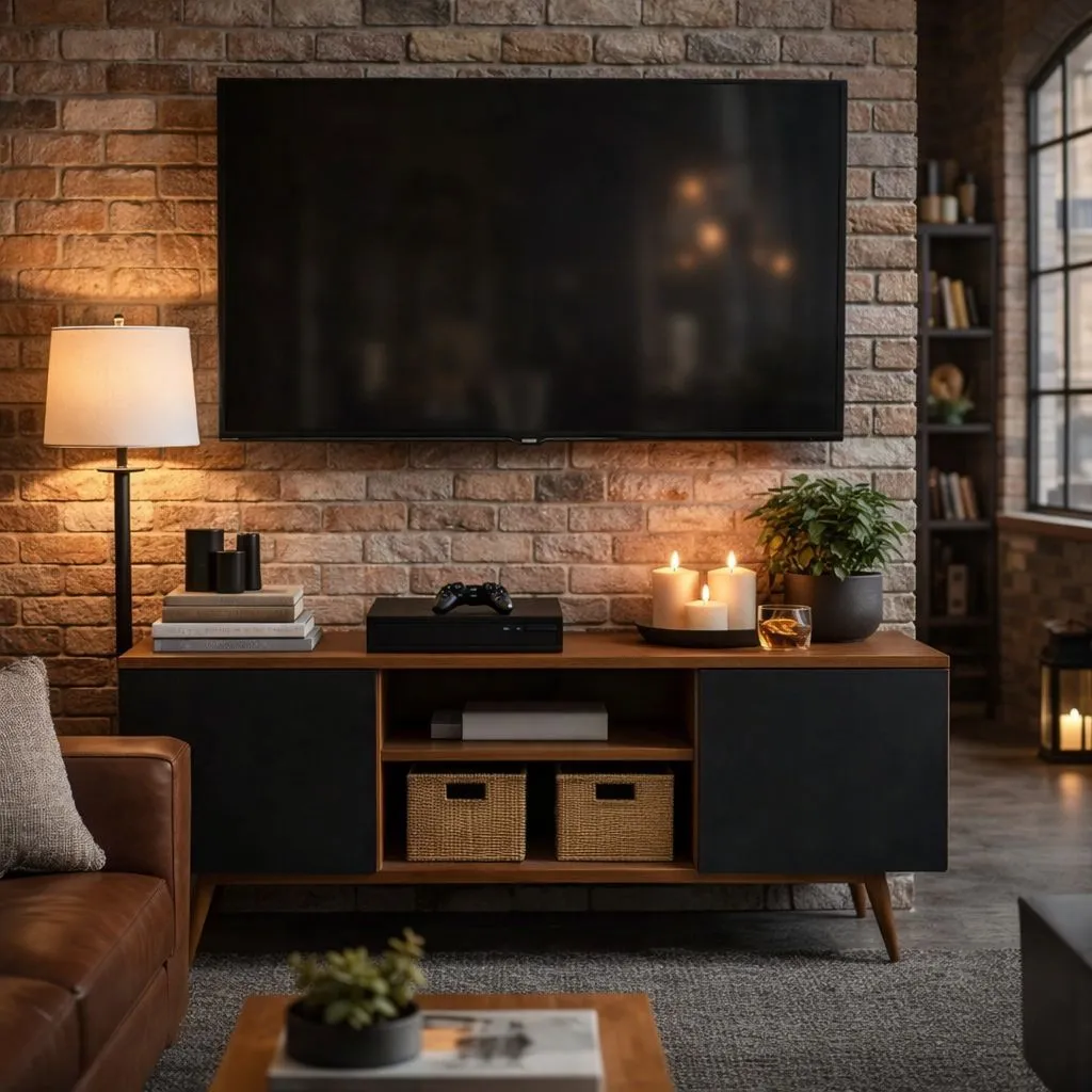 Rack Retrô Moderno Para Tv Até 50 Com Nichos Decorativos
