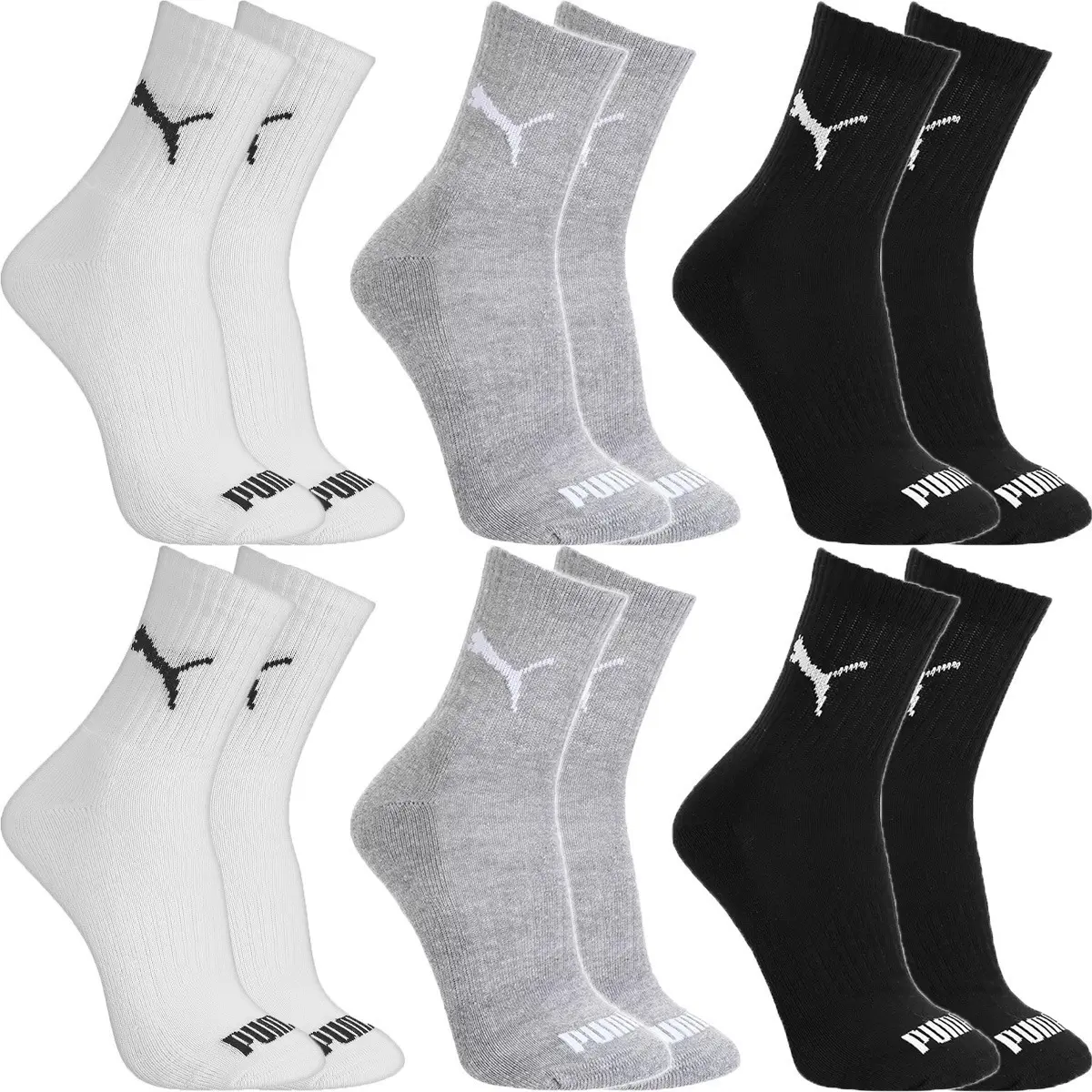 Kit 6 Pares Meias Puma Cano Médio Alto Algodão Original