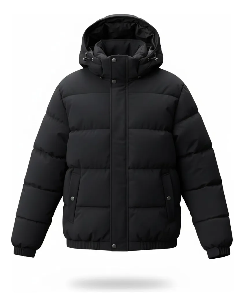 Jaqueta Casaco Masculino Puffer Preta Inverno Capuz Premium