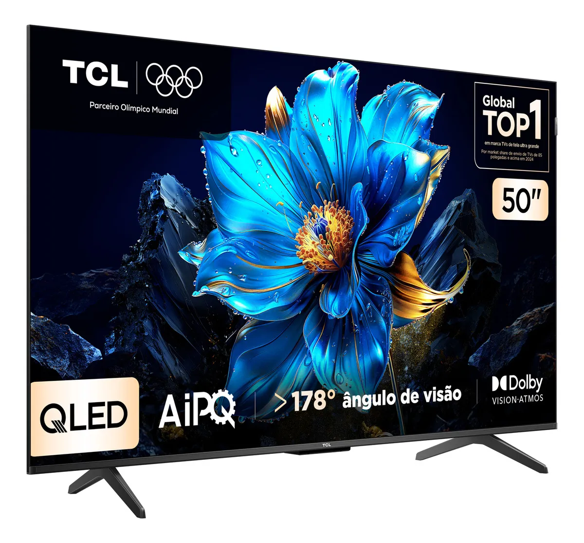 Smart TV TCL 50 Polegadas QLED 4K P7K WiFi Bluetooth Google TV HDR10+ Dolby Atmos Dolby Vision 50P7K