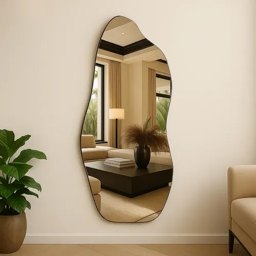 Espelho Lopazzi Orgânico 70 E 90 Polido Design Moderno Luxo Moldura Magnus 90x40cm Suporte