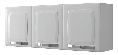 Armário aéreo de cozinha cor branco 3 portas Rose Itatiaia