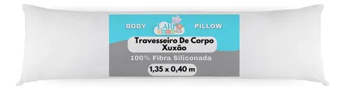 Travesseiro de Corpo Laribaby Antialérgico Xuxão com Fronha e Zíper Branco 1,35 x 0,40 m 100% Silicone