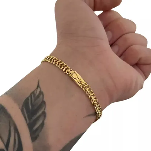 Pulseira Masculina Lacraia 6mm Banhada A Ouro 18k Garantia