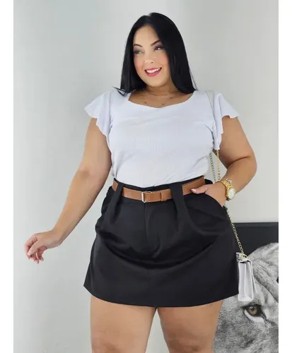 Short Saia Plus Size Alfaiataria Com Cinto Várias Cores