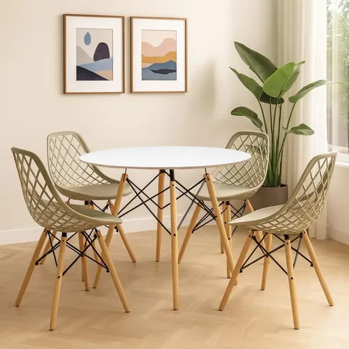 Conjunto Mesa Eames 90cm + 4 Cadeiras Kaila Dsw La Mobilia