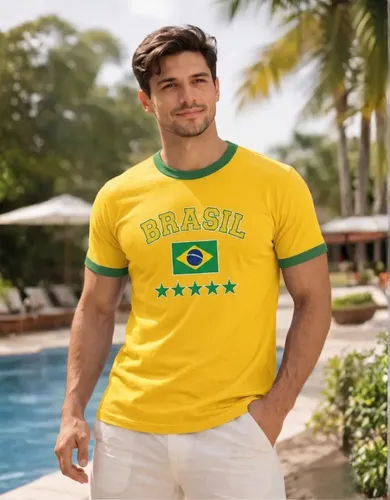 Camisa Esportiva Do Brasil Masculina Futebol Retrô Seleção