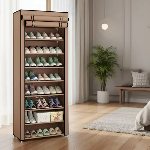 Sapateira Organizador De Sapatos Com 9 Prateleiras Tnt Cor Marrom-claro