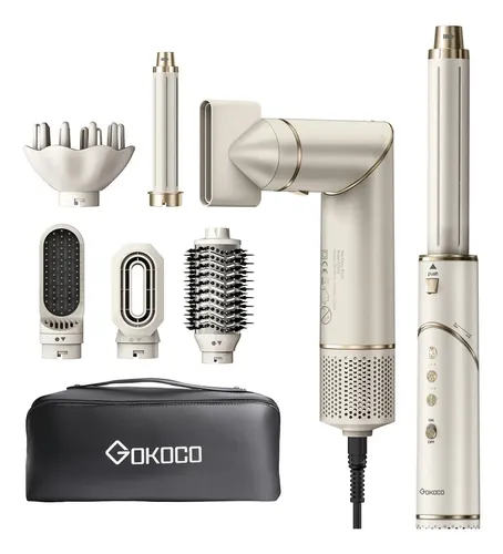 Secador De Cabelo Gokoco Com 7 Em 1 Escova Hot Air Styler Cor Palha