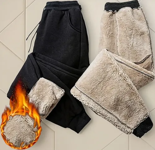Calças Masculinas Bolso Cintura Elástica Engrossar Moletom