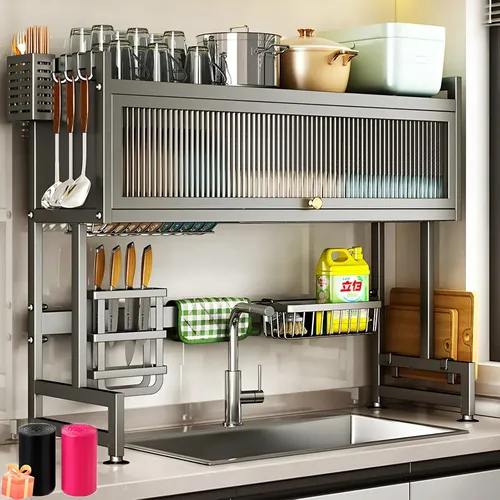 Escorredor De Pratos Louça Preto Cozinha Suspensa 65cm 18pçs
