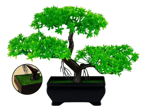 Bonsai Planta Artificial Mini Árvore Nuvem C/ Vaso Escuro
