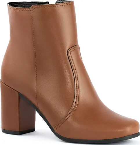 Bota Cano Curto Salto Alto Grosso Bico Quadrado Confortável