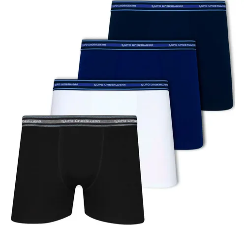Kit 4 Cuecas Boxer Lupo Algodão Confortável Box Original