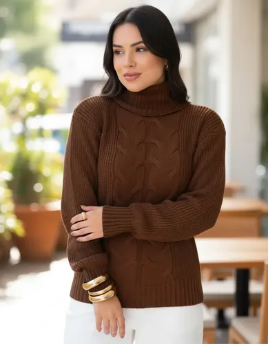 Sueter Gola Alta Pullover Feminino Blusa Tricot Lã Elegante