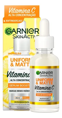 Sérum Facial Antimarcas Vitamina C, Niacinamida e Ácido Salicílico Reduz Marcas Visivelmente Controla Oleosidade com Efeito Matte, Hidrata e Uniformiza a Pele Uniform & Matte Garni