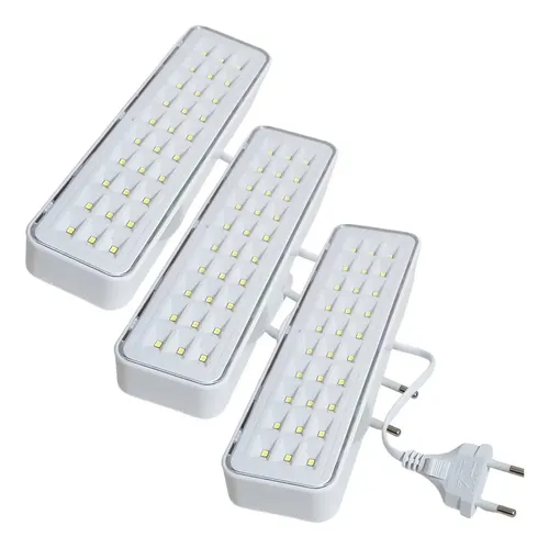 3 Luminárias Emergência Elgin Recarregável Lampada 30 Leds