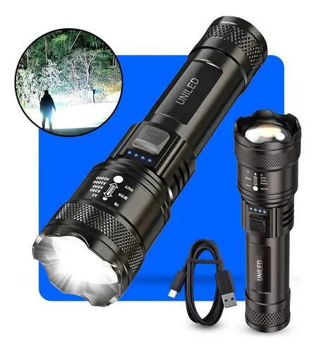 Lanterna Militar Tatica LED CREE Mais Forte do Mundo Potente 1Km Zoom Telescópico Alto Brilho Resistente Agua Sitio Fazenda UNILED