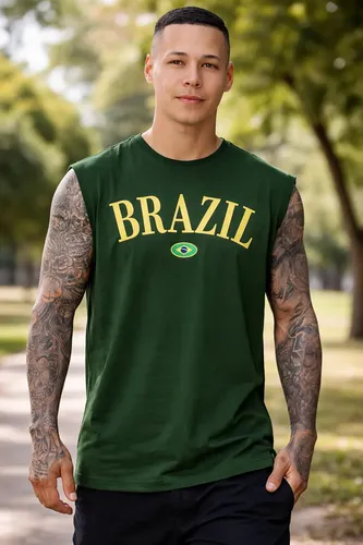 Camiseta Regata Oversized Brasil Copa Mundo Torcedor Malha