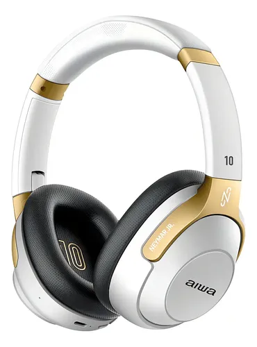 Fone De Ouvido Headphone Neymar Jr. Aiwa AWS-HP-NJ-01-WG Bluetooth Branco/dourado EDIÇÃO LIMITADA