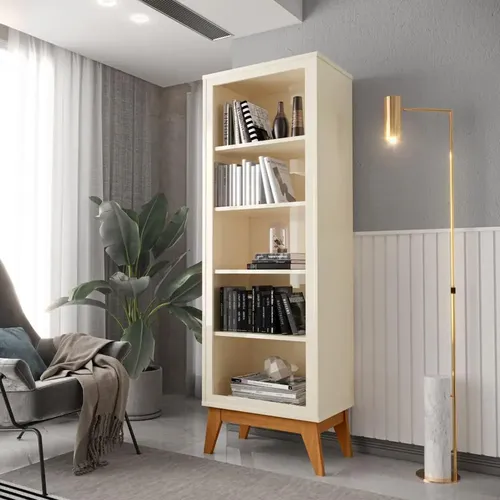 Livreiro Estante 4 Prateleiras Com Pés Em Mdf Versales