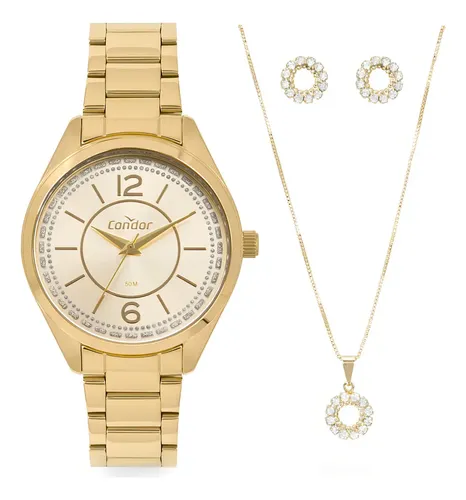 Relógio Condor Feminino Elegante Dourado Dourado
