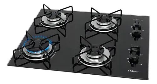 Cooktop a Gás Fischer 4 Bocas Fit Line Trempe Esmaltada Aramado