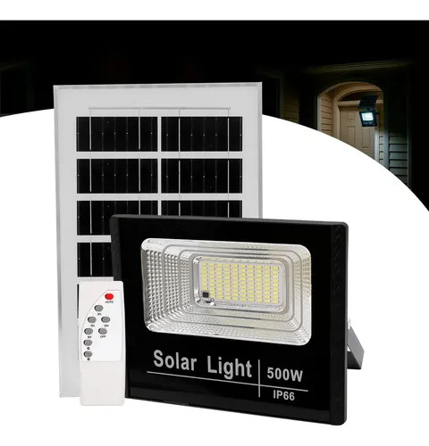 Refletor Solar Led Holofote 500w Placa Bateria Prova Dágua