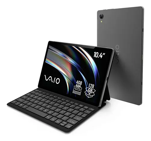 Tablet VAIO TL10 4GB RAM 128GB SSD Octa-Core, Tela 10.4” 2K, 4G WiFi Dual Band, Câmera 8MP + Selfie 5MP, 7000mAh, Android 16, com Teclado Magnético de Conexão Inteligente – Preto