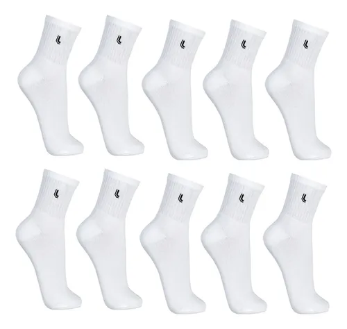 Kit Com 10 Pares De Meia Cano Médio Algodão Adulto Lupo