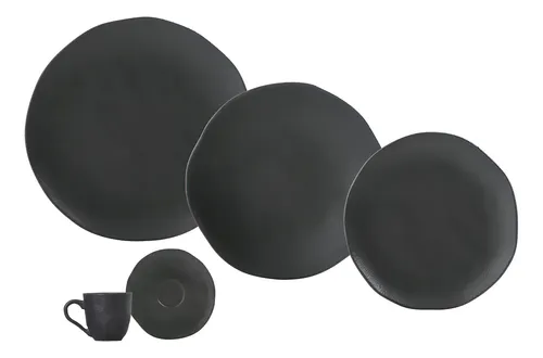 APARELHO DE JANTAR 30 PEÇAS ORGÂNICO PRETO MATTE PORTO BRASIL