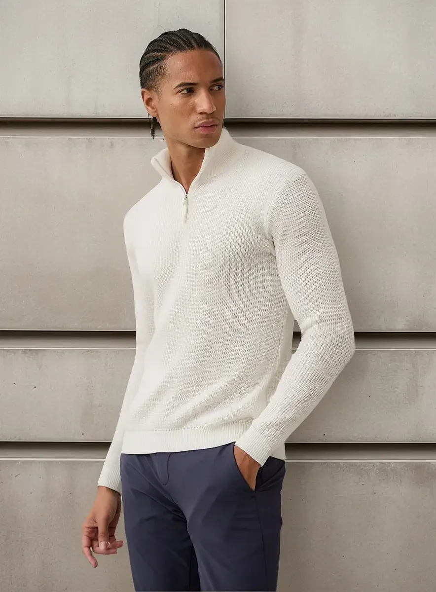 Suéter De Tricot Masculino Gola Zíper Opus
