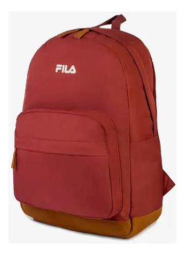 Mochila Unisex Fila Retro Letter Marrom Escuro Liso Vermelho Ocre Liso