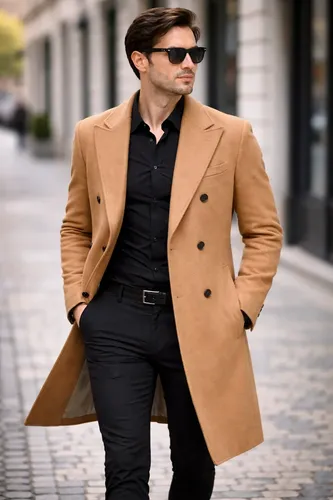 Sobretudo Longo Masculino Bolso Frontal Caimento Perfeito