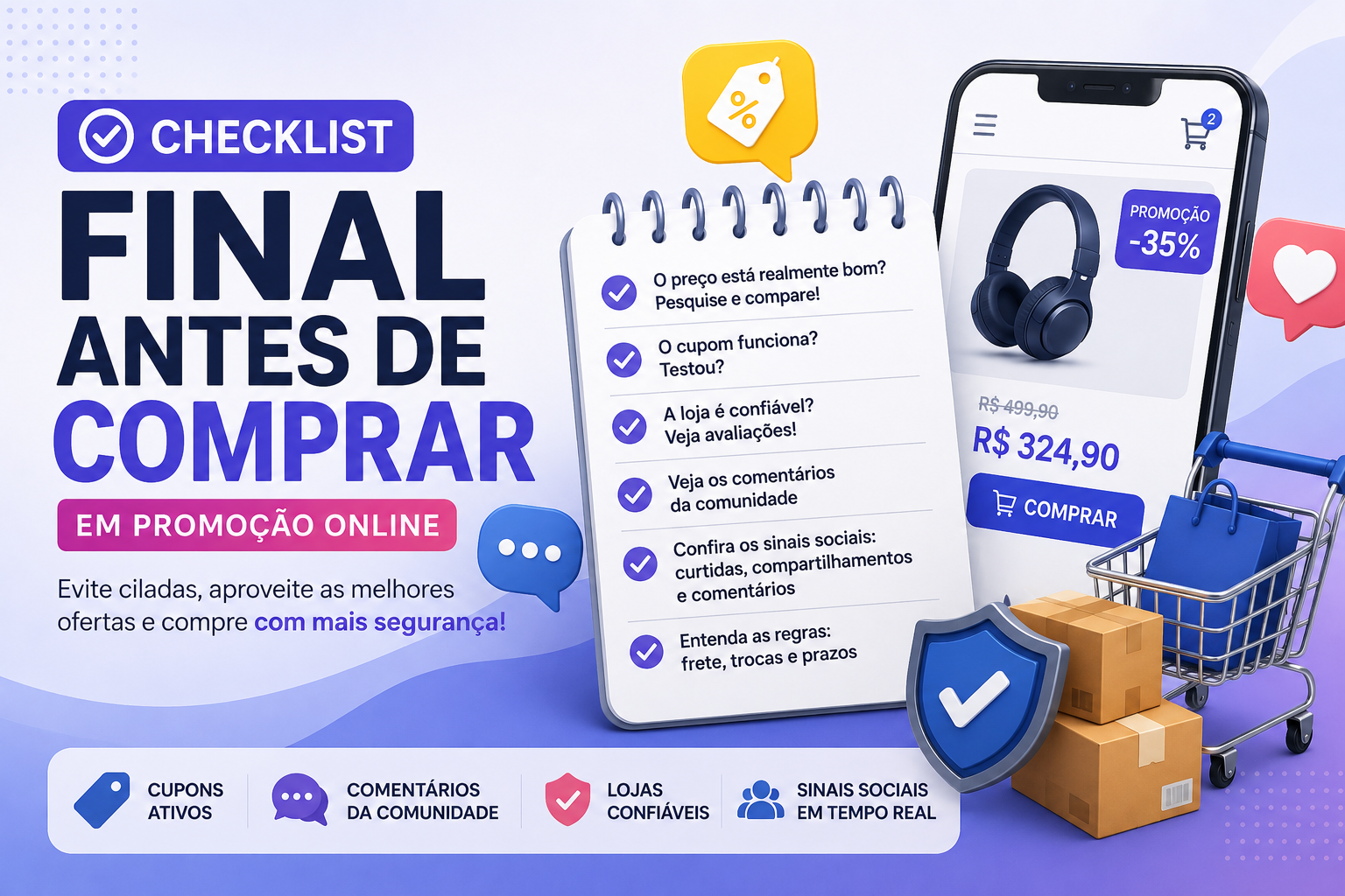 Checklist final antes de comprar qualquer promocao online